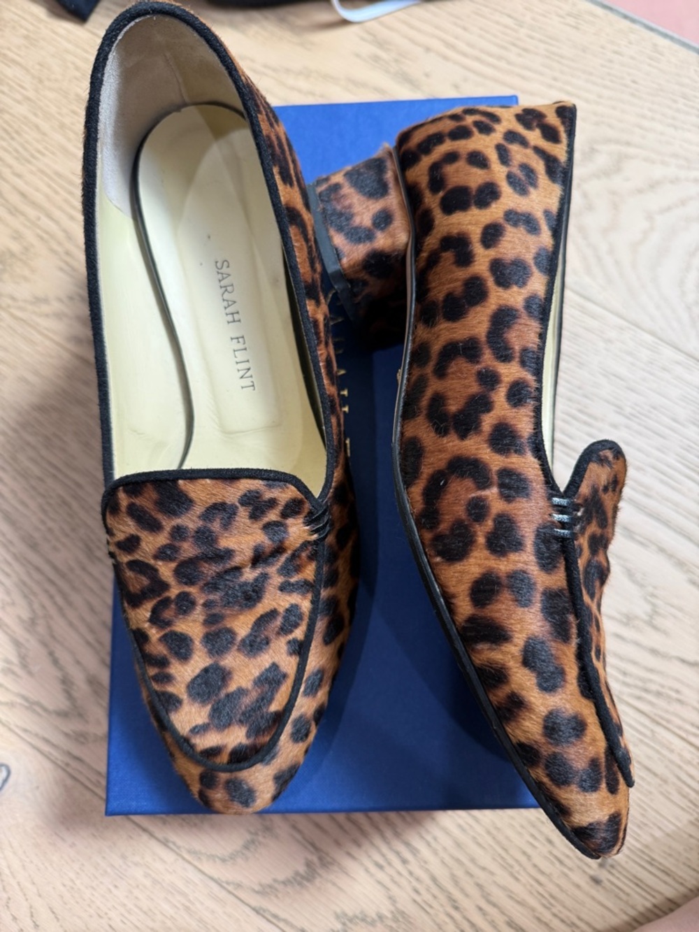 Sarah Flint Rosie Leopard-Print calf hair Loafers 38.5 8